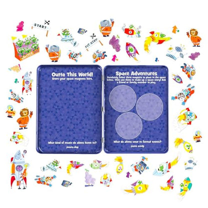 Highlights Activity Box Magnetic Play Set - Bundle with Magnetic Create A Scene Creation Board Tin Featuring Outer Space and More Plus Door Hanger