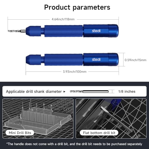 stedi Manual Pin Vise Hand Drill, Premium Hobby Model Making Tools - color: Blue Handle (Handle Only)