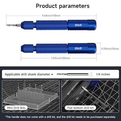stedi Manual Pin Vise Hand Drill, Premium Hobby Model Making Tools - color: Blue Handle (Handle Only)