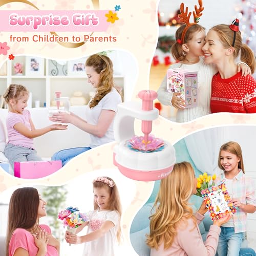 GirlsHome 300+PCS Fabric Flower Bouquets Toys, DIY Flower Making Kit - color: White Pink