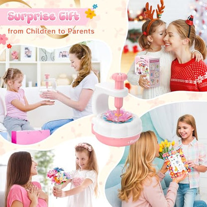 GirlsHome 300+PCS Fabric Flower Bouquets Toys, DIY Flower Making Kit - color: White Pink