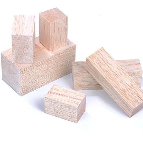 Sumind 12 Pcs Balsa Wood Blocks, 4 Sizes Carving Wooden Blocks