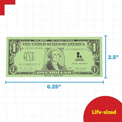 LEARNING ADVANTAGE One Dollar Play Bills, Set of 100, Sized Like Real Cash - style: $1 Bills