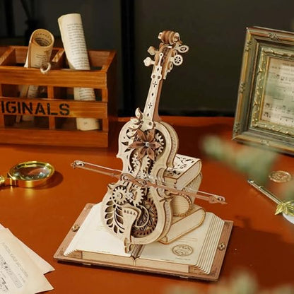 ROBOTIME AMK63 Magic Cello Adults 3D Puzzles -3D Wooden Puzzles for Adults - Wooden Music Box Puzzle to Build - Unique Music Gift Hobby Kits