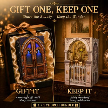 MiniCity 2-Piece Book Nook Kit Set, Miniature Dollhouse Kit for Beginner - color: Notre-dame Bacilica & St. Charles Church