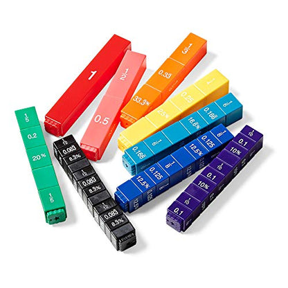 hand2mind Rainbow Fraction Tower Equivalency Cubes, Decimal Fraction Equivalency, Math Blocks, Montessori Math Rods, Fraction Manipulatives, Classroom Manipulatives for Elementary School (51 Pieces) - style: Set of 51