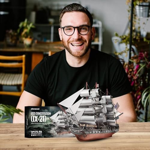 Piececool 3D Metal Puzzles, USS Constitution Sailing Boat Models for Adults Sailing Frigate Warship Sailboat Ship Model Building Kits Hobby Crafts for Adults Creative Gift Ideas Birthday Christmas - style: USS Constitution