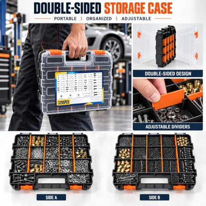 3295PCS Metric Bolt & Screw Assortment Kit, M2 M3 M4 M5 M6 M8 M10 M12 Flange Bolts, Machine Screws, 10.9 Grade, Nuts, Washers, Lock Washers & Rivet Nuts, Hex Socket & Button Head, Black Zinc Plated - color: Black-3295PCS M2 M3 M4 M5 M6 M8 M10 M12