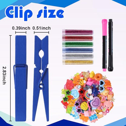 JOICEE 80 Set Cheer Pins Spirit Clips DIY Cheer Clothes Pins Kit - color: Blue