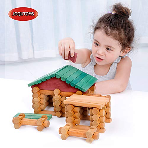 90 Pcs Wood Building Blocks Toy for Toddlers, Classic Wooden Cabin Log Set Preschool Education Toy, Creative Construction Engineering Educational Toys for 3 4 5 6 Years Boys - style: 90 PCS