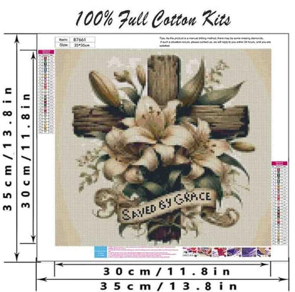 DYAIANGMU Flower Stamped Cross Stitch Kit for Adults 13.7x13.7 inches - color: red-84