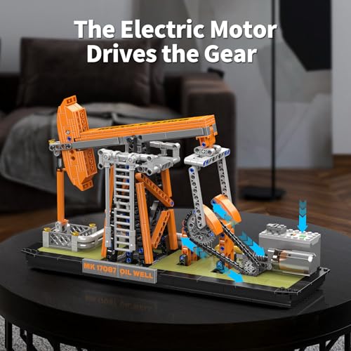 Mould King 17087 Oilfield Movable Building Sets, Engineering Display Model with Battery & Motor, Oil Source Technology Construction Blocks - style: Oil Well