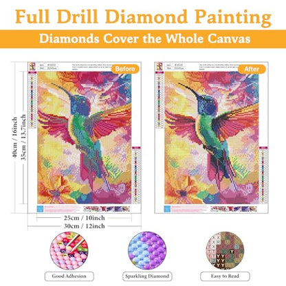 Diamond Art Kits for Adults & Beginners, Hummingbird Diamond Painting Kit - color: HMDPUS-26101
