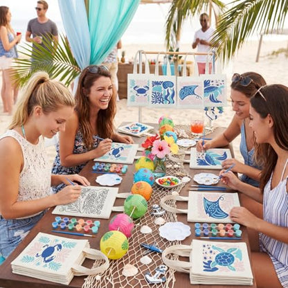 Aliceset 16 Pcs Color Your Own Bag Tote Bag Painting - style: Ocean