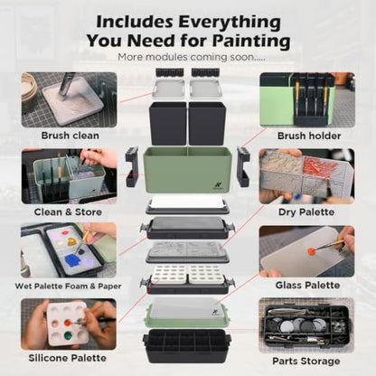 V1 2.0 Portable Modular Painting Station for Miniature Painting - color: Green Black