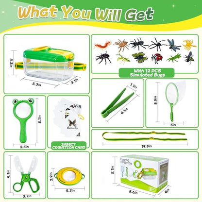 YongnKids 28 Pcs Bug Catcher for Kids with Butterfly Net for Kid Age 3 4-8