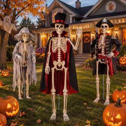 2Set Halloween Metal Skeleton Stand, Black, 9.84 Ft/ 3 M, Classic - color: Black, style: Classic