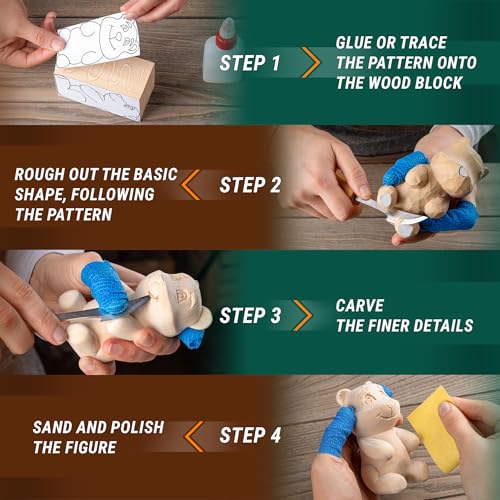BeaverCraft Wood Carving Kit for Beginners DIY05 with Wood Carving Knife & Basswood Blocks, Whittling Kit for Beginners Adults and Teens DIY03 Wizard