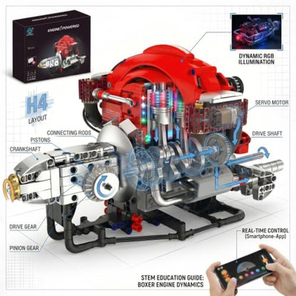 H4 Engine Model Kit, 868 Pieces, Motorized Working Engine