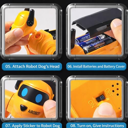 DIY Voice Control Robot Dog Assembly Kit with Movable Limbs, Yellow - color: Yellow