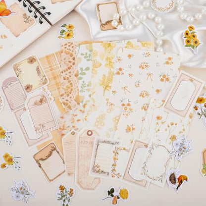 BESARME 480 Pcs Floral Scrapbook Paper and Junk Journal Stickers Set - color: Colorful floral