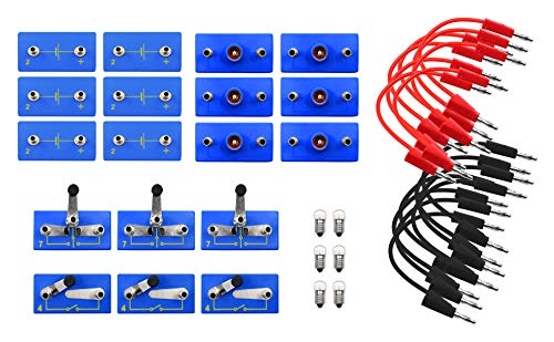 EISCO Primary Basic Electricity Kit - Includes Connecting Leads, Bulb & Cell Holders, Press & Two-Way Switches & Activity Guide - Materials for 6 Students