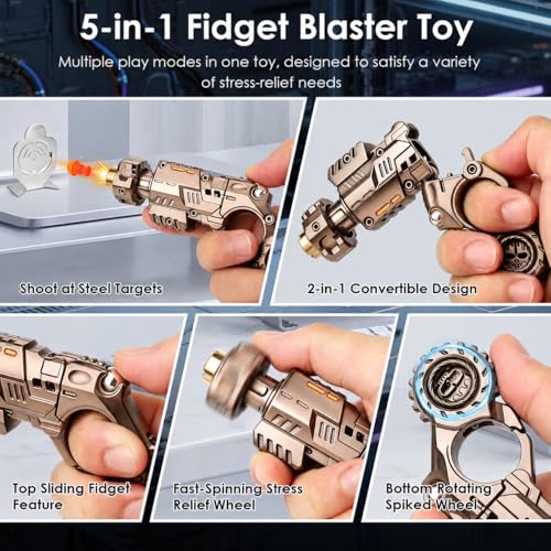 Metal Mechanical Fidget Device for Adults, EDC Desk Collectible, Brown - color: Titaniumsteel-05