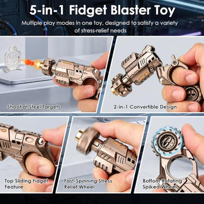 Metal Mechanical Fidget Device for Adults, EDC Desk Collectible, Brown - color: Titaniumsteel-05
