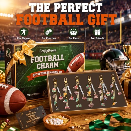 CraftyDream 558 Pcs Football Charm Keychain Making Kit DIY Name Bead Craft - style: Football