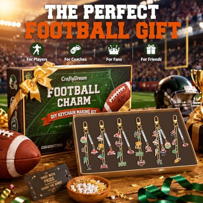 CraftyDream 558 Pcs Football Charm Keychain Making Kit DIY Name Bead Craft - style: Football