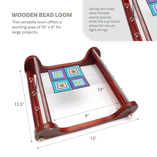 The Beadsmith Wooden Bead Loom - size: 12.5 x 13 x 3.5 inches