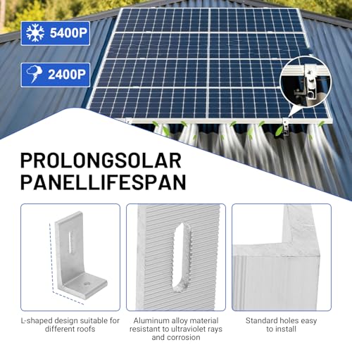 10Pcs L Foot Solar Mount, Aluminum Alloy Photovoltaic Panel Mounting Bracket, Photovoltaic Mount, Waterproof Solar Panel Bracket for Roof PV System