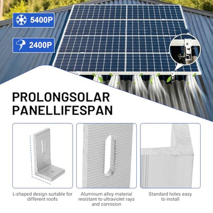 10Pcs L Foot Solar Mount, Aluminum Alloy Photovoltaic Panel Mounting Bracket, Photovoltaic Mount, Waterproof Solar Panel Bracket for Roof PV System