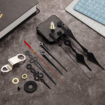 Hicarer Clock Motor Movement Wall Clock Movement Mechanism DIY Repair Parts Replacement with 3 Different Pairs of Hands (Shaft Length 0.9 Inch/ 23 mm, Black Red) - size: 0.90 Inch Shaft