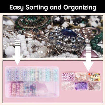 Segbeauty Craft Organizer - 26 Grid Small Storage Box with Hinged Lid, Clear Plastic Bead & Jewelry Storage Container - size: 26 Count (Pack of 1)