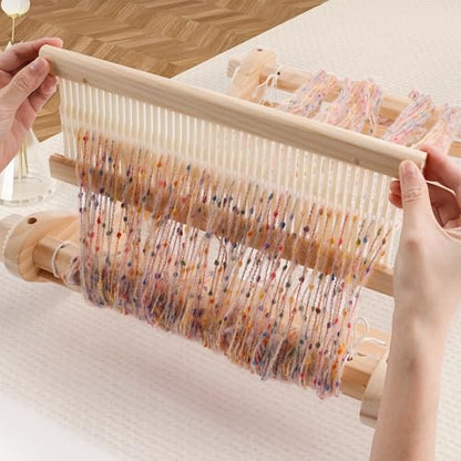 PURCOULEUR 16 Inches Rigid Heddle Loom with Holder, Loom Kit for Adults
