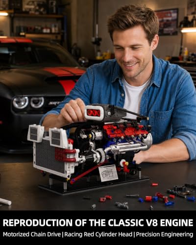Advanced Muscle Car V8 Engine Model Kit that Works for Adult Boys - color: V8 Car Engine Kit a