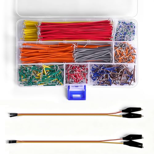 840 Pieces Jumper Wire Kit for Solderless Breadboard, 14 Lengths U-Shape Magnetic Breadboard Jumple Wire & Alligator Clip Test Leads with Box & Tweezers(840pcs Jumper Wires Kit) - size: 840pcs Jumper Wires Kit