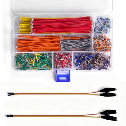 840 Pieces Jumper Wire Kit for Solderless Breadboard, 14 Lengths U-Shape Magnetic Breadboard Jumple Wire & Alligator Clip Test Leads with Box & Tweezers(840pcs Jumper Wires Kit) - size: 840pcs Jumper Wires Kit