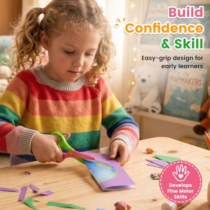 Koogel Toddler Scissors Practice Kit, 2 Safety Scissors & 120 Craft Papers