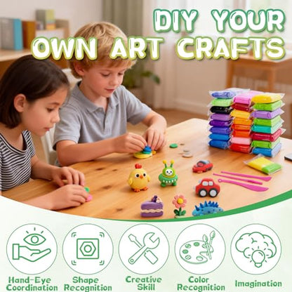 36 PCs Air Dry Clay Kit for Kids Age 3-12 with 3 Sculpting Tools 36 Colors - color: 36 Pack