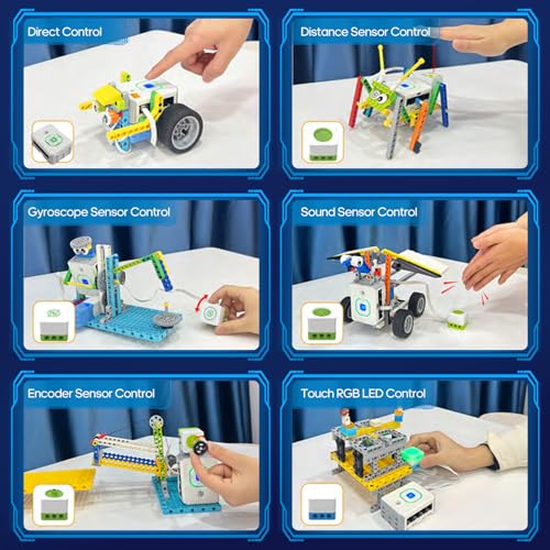 12 in 1 Coding Robot Kit ICBricks for Kids 6+, 240+ Piece Educational AI STEM Remote Building Learn to Code with Hub,Motor,Sensor,APP Control for Girls Boys Gift - style: ICBrick