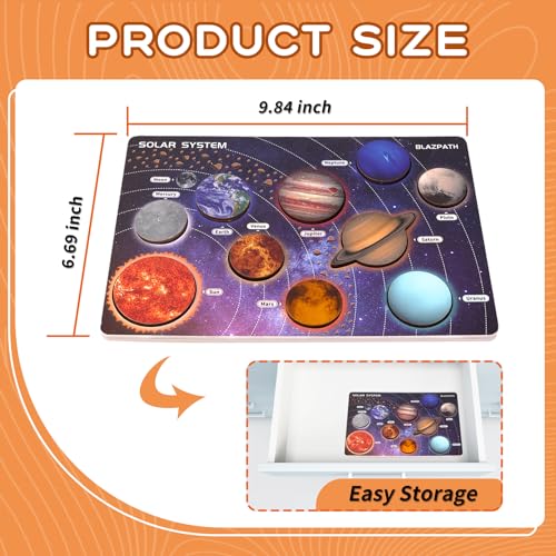 Solar System Planet Outer Space Toddler Wooden Puzzle Toys for Kids 3-5