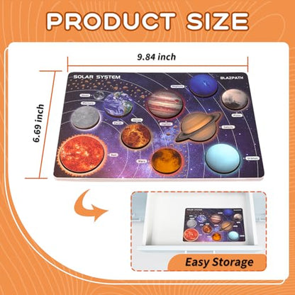 Solar System Planet Outer Space Toddler Wooden Puzzle Toys for Kids 3-5