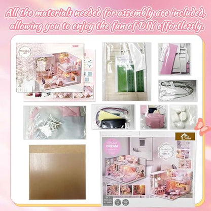 Flever Dollhouse Miniature DIY House Kit Creative Room with Loft Apartment Scene for Romantic Artwork Gift (Tranquil Life) - color: Tranquil Life