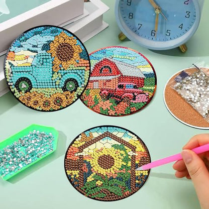 8 Pcs Fall Diamond Art Coasters Kits for Adults Diamond Coasters 4x4in - color: Fall Coasters, size: 8 Pcs 4x4in