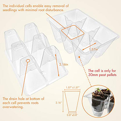 Gardzen 3 Pack Seed Starter Tray Germination Kit, Seed Starter Kit with Adjustable Humidity Dome, Plant Growing Kit 6.6" x 4.5" (12-Cell per Tray), Clear - color: Clear, size: 3-Pack