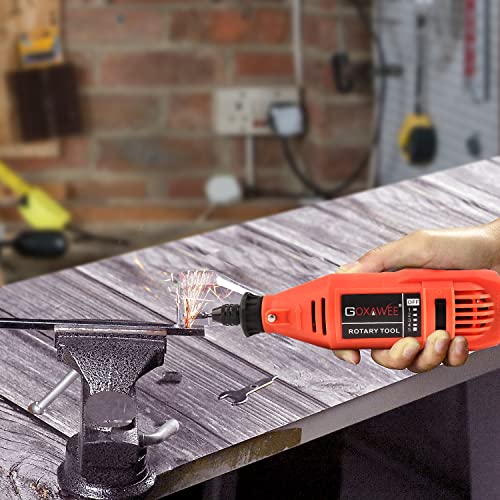 GOXAWEE Mini Rotary Tool Kit with Flex Shaft & Keyless Chuck -140Pcs, Red - color: Red Rotary Tool Kit