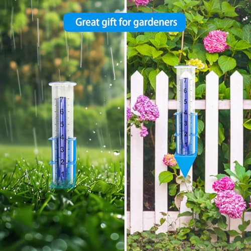 Rain Gauge Outdoor, 7" Capacity Large Rain Gauge Outdoors (Blue) - color: Blue