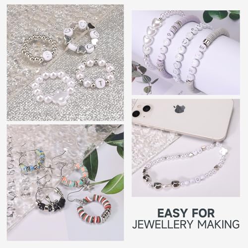 Pizooro 3 Boxes Clay Beads for Bracelet Making Friendship Bracelets Gifts - color: Silver